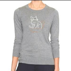 Banana Republic Gray Cat Pullover Sweater NWT Size Small